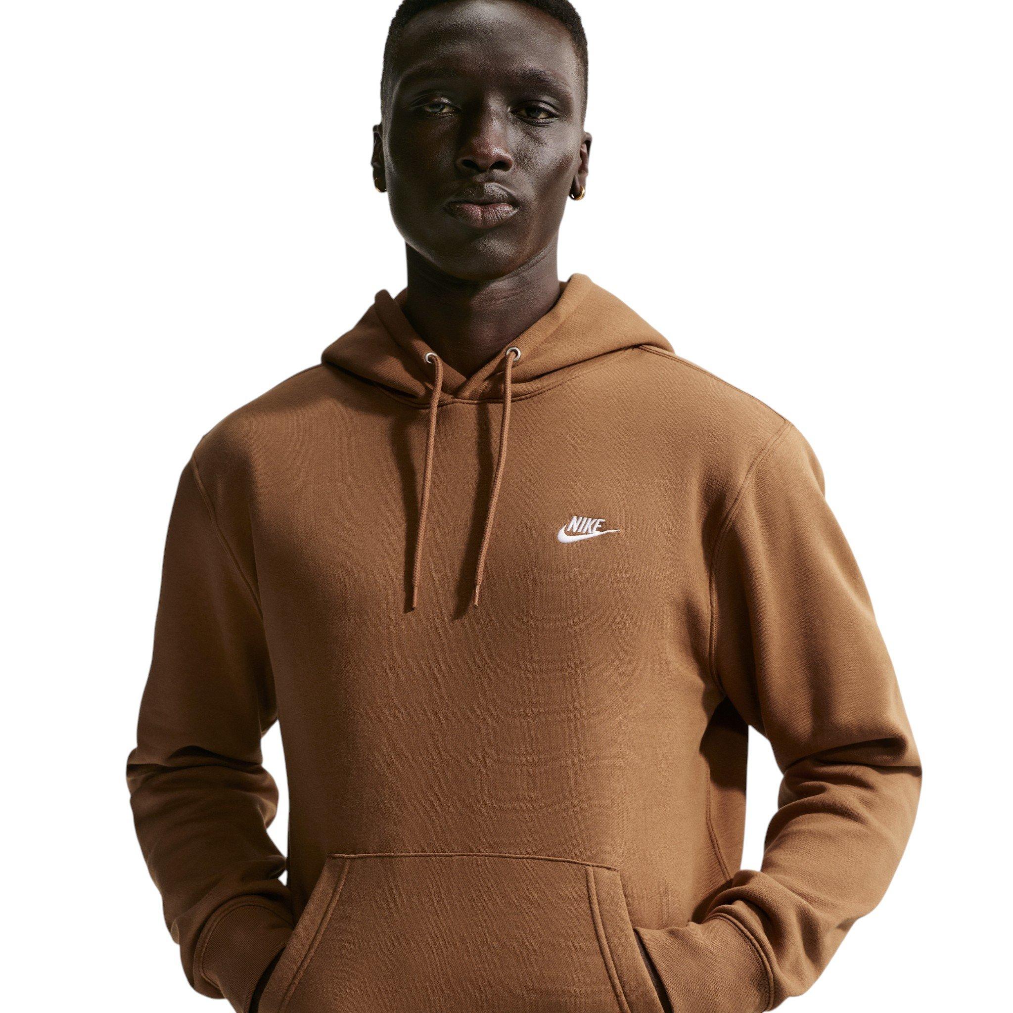 Nike Men's Club Pullover Fleece Hoodie - BROWN